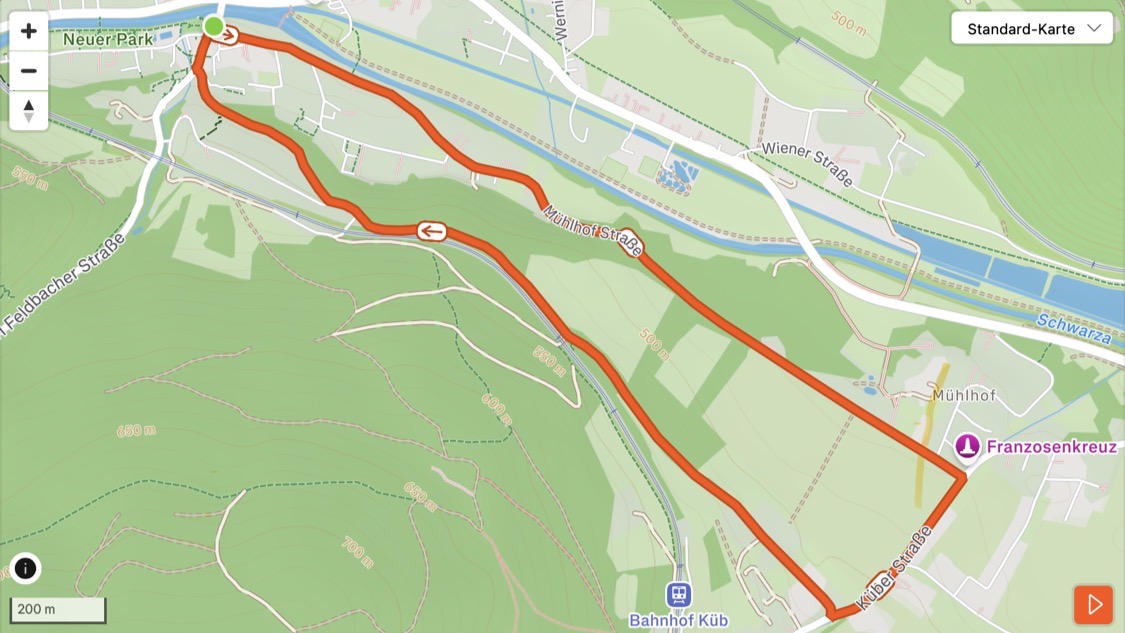 Streckenkarte Radfahren